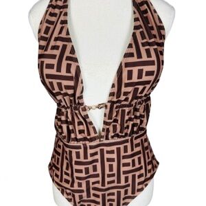 ⭐️ 3/$15 Geometric Brown One-Piece Swimsuit Size XL